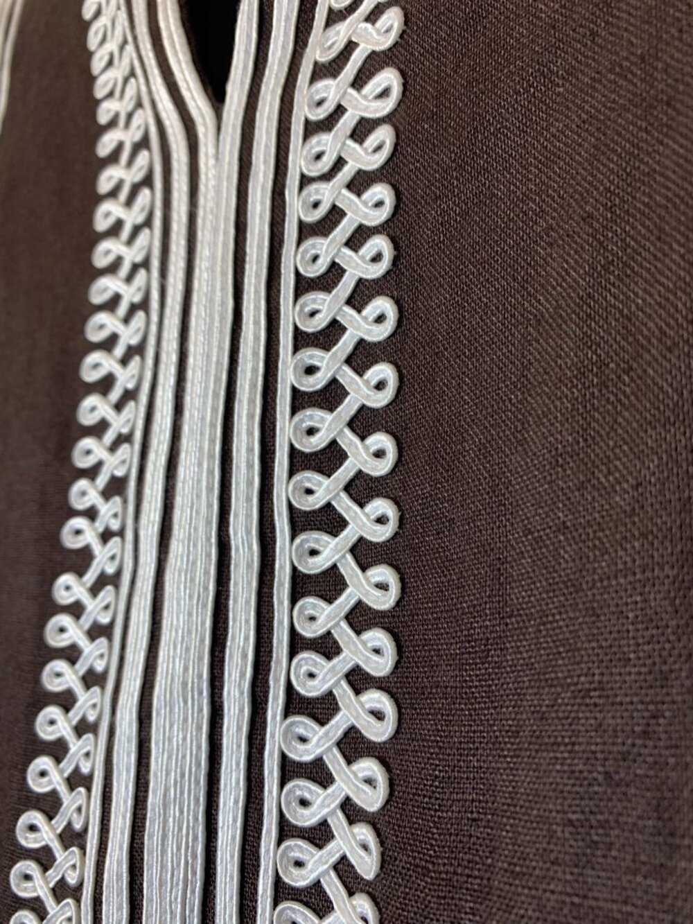 Michael Kors 100% Linen Sleeveless Dress Brown White Trim Lined Summer Size 12 - Picture 7 of 11
